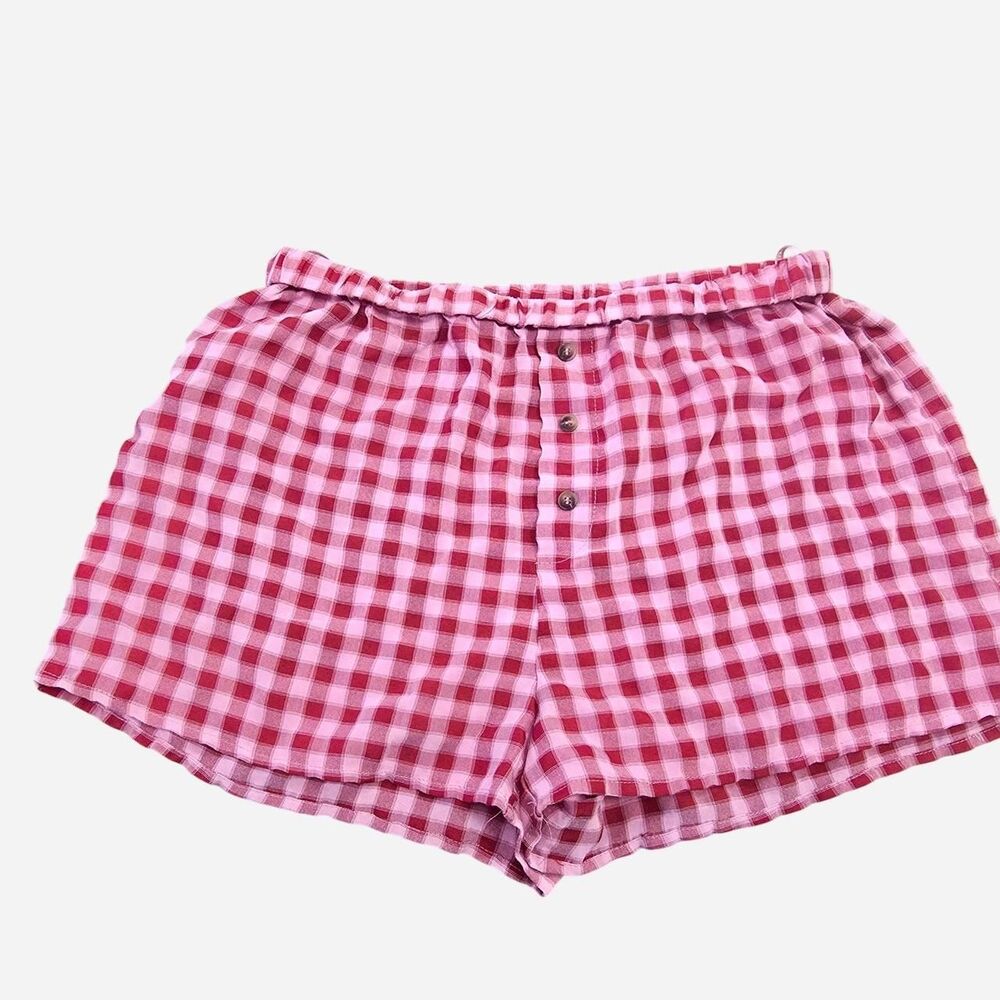Altar'd State Intimates Gingham Pajama Lounge Shorts button front women's large
